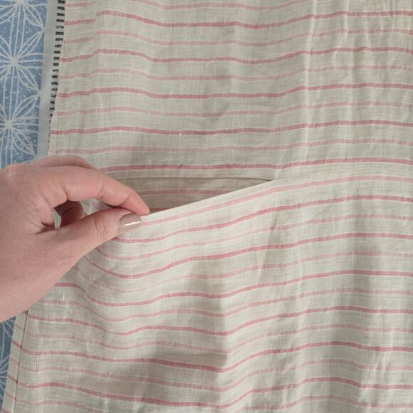 VINEYARD VINES linen Sz 12 Striped Beach Tunic  Dress Pink/Taupe pockets summer - Picture 5 of 10